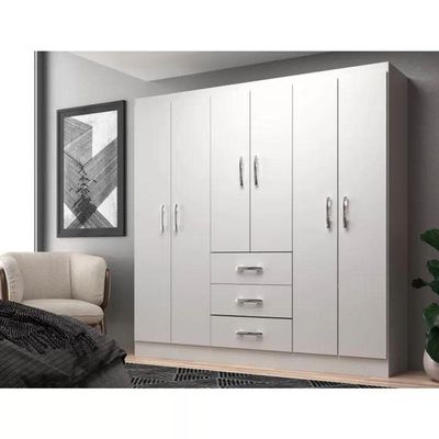 Guarda Roupa Casal Sevilha 6 Portas 3 Gavetas - Branco Branco