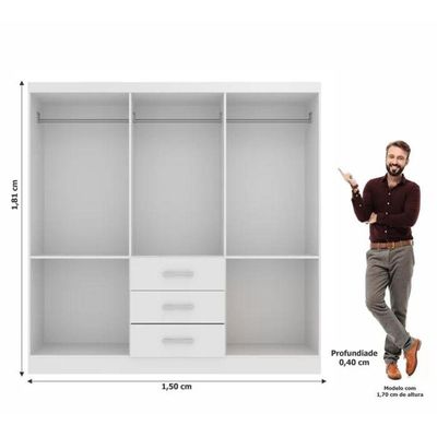 Guarda Roupa Casal Sevilha 6 Portas 3 Gavetas - Branco Branco