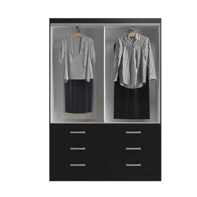 Guarda Roupa Casal Veneza Premium 2 Portas De Correr 6 Gavetas - Black Black