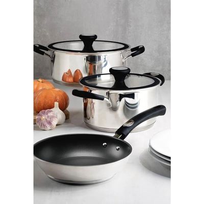Jogo De Panelas Tramontina Solar Silicone Em Aço Inox Com Fundo Triplo 5 Peças 65120040