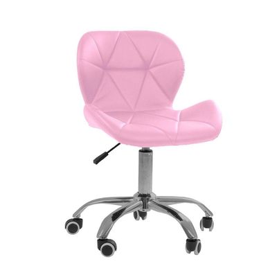 Cadeira Office Eiffel Slim Base Giratória Oficial Rosa
