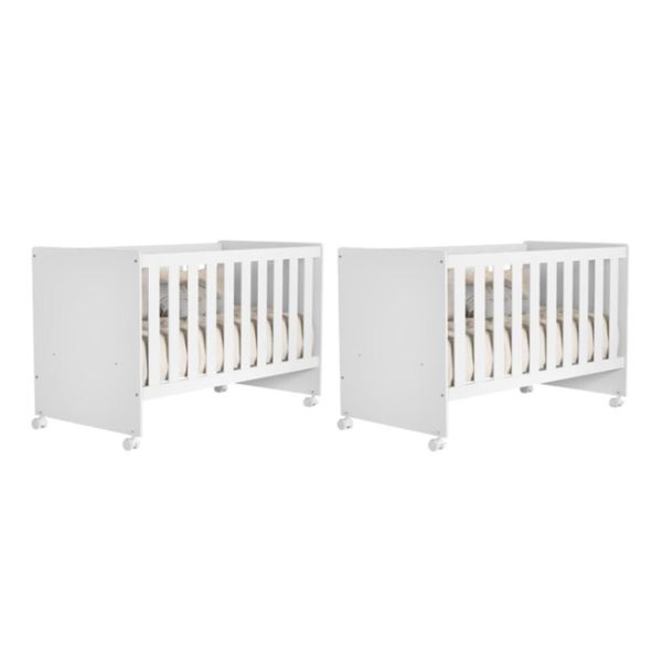 Kit Gêmeos Berço Americano Tico Branco Fosco - Reller Móveis Branco Fosco