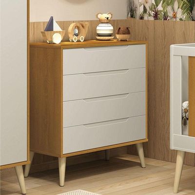 Cômoda Gaveteiro Retrô Elfe Areia Acetinado Savana Natural - Reller