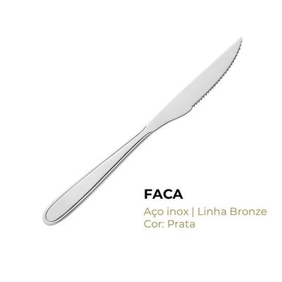 Jogo 12 Garfos 12 Colheres E 12 Facas Aço Inox Prata Em Casa Tem Linha Bronze