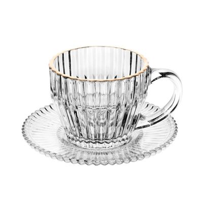 Jogo 2 Xícara De Café De Cristal Com Fio De Ouro Império 110ml Wolff