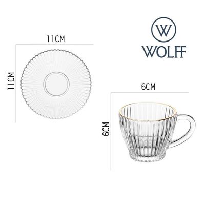 Jogo 2 Xícara De Café De Cristal Com Fio De Ouro Império 110ml Wolff