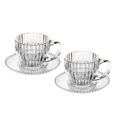Jogo 2 Xícara De Café De Cristal Com Fio De Ouro Império 110ml Wolff