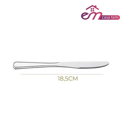 Jogo 12 Garfos E 12 Facas De Sobremesa Aço Inox Prata Linha Silver Em Casa Tem