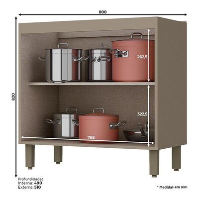 Balcão De Cozinha Connect 2 Portas 80 Cm Duna Cristal - Henn