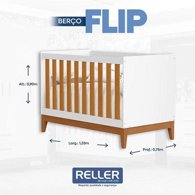 Quarto De Bebê Americano 6 Portas Com Berço Americano Flip Branco Acetinado Savana Reller E Colchão Ortobom - Henn