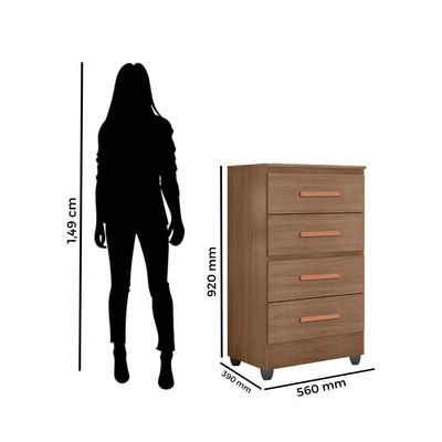 Guarda Roupa Casal Capela E Cômoda 4 Gavetas 01 Porta Lite Carvalho Oak - Móveis Leão