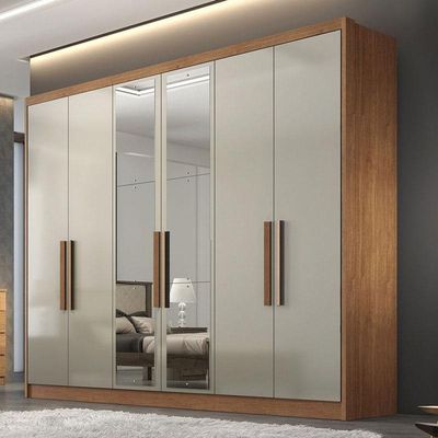 Guarda Roupa Casal Linea 6 Portas 8 Gavetas Cumaru 25 Fendi Com Nicho E Espelho - Novo Horizonte