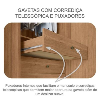Guarda Roupa Casal Linea 6 Portas 8 Gavetas Cumaru 25 Fendi Com Nicho E Espelho - Novo Horizonte