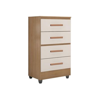 Guarda Roupa Casal 6 Portas E Cômoda 4 Gavetas Lite Nature Off White - Móveis Leão
