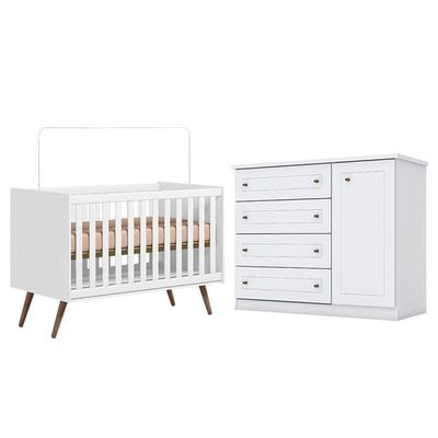 Berço Americano Q Encanto 3820 Retrô Branco Acetinado - Qmovi E Cômoda Infantil Americano Branco Hp - Henn