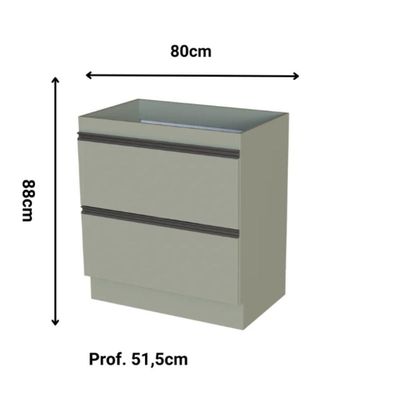 Balcão De Cozinha 80cm Com 2 Gavetas Planejado Multiuso Resistente Corda