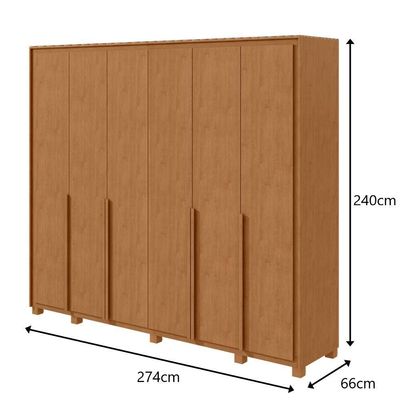 Guarda-roupas Casal 6 Portas 8 Gavetas Com Pés 100% Mdf Imperatore - Lopas