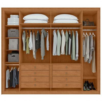 Guarda-roupas Casal 6 Portas 8 Gavetas Com Pés 100% Mdf Imperatore - Lopas