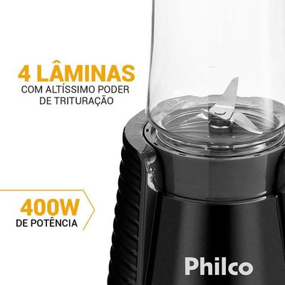 Liquidificador Philco Portátil 2 Squeezes 400W PLQ04A 220V