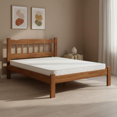 Cama Queen Madeira Maciça Reforçada Com Colchão
