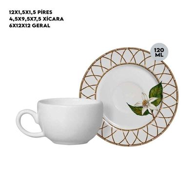 Xícara De Café De Cerâmica C/ Pires Siciliano Alleanza 120ml