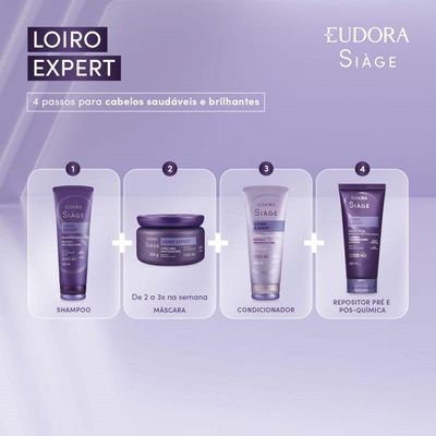 Kit 2 Condicionador Matizador Loiro Expert Roxo Desamarelador Violeta Platinado 200ml Eudora Siàge