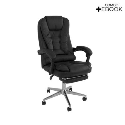 Cadeira De Escritório Oficial Presidente Ergonômic Apoio Pés Preto