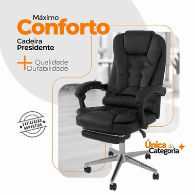 Cadeira De Escritorio Ergonomica Presidente Apoio Para Pés Preto