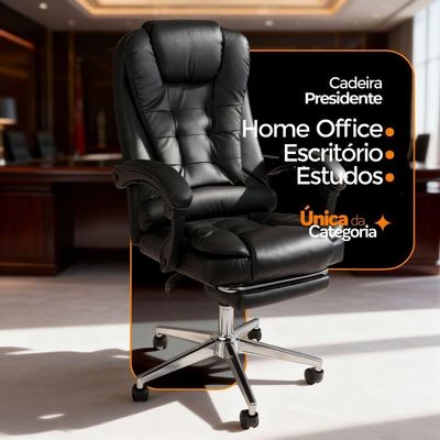 Cadeira De Escritorio Ergonomica Presidente Apoio Para Pés Preto