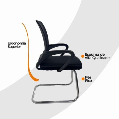 Kit 4 Cadeiras De Escritório Begônia Oficial Fixa
