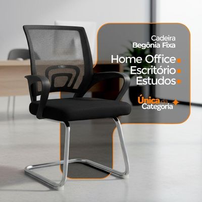 Kit 4 Cadeiras De Escritório Begônia Oficial Fixa