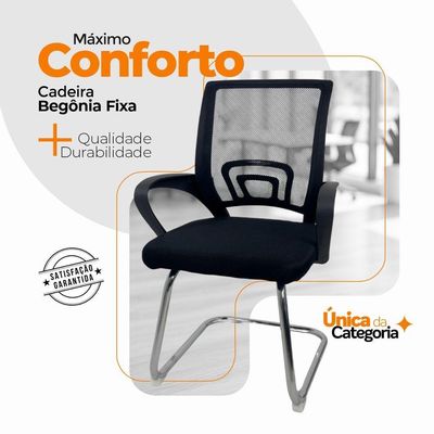 Kit 4 Cadeiras De Escritório Begônia Oficial Fixa