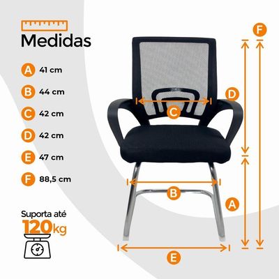 Kit 4 Cadeiras De Escritório Begônia Oficial Fixa