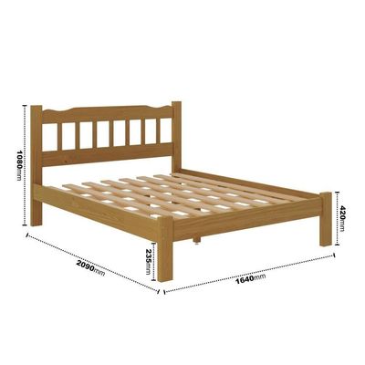 Cama Queen De Casal Nogueira Em Madeira Maciça Reforçada - Nogueira Nogueira