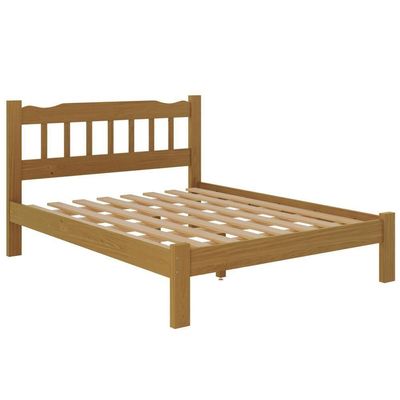 Cama Queen De Casal Nogueira Em Madeira Maciça Reforçada - Nogueira Nogueira