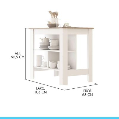 Bancada Mesa/ilha De Cozinha Gourmet Menu Móveis Branco