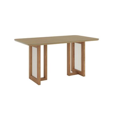 Mesa Yara 6 Lug Tampo 160cm Canto Arredondado C Vidro Nature
