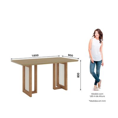 Mesa Yara 6 Lug Tampo 160cm Canto Arredondado C Vidro Nature