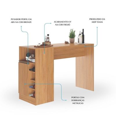 Bancada Balcão/ilha De Cozinha Gourmet 1 Porta E Adega Menu Móveis Freijó