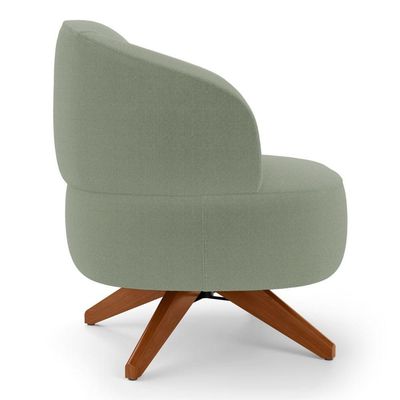 Poltrona Decorativa Orgânica Living Have Base Madeira Giratória Bouclê Verde Oliva - Desk Design
