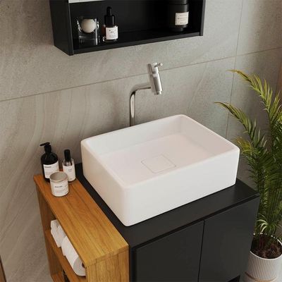 Gabinete Troia Espelheira Cuba Raffinata Branca E Papeleira Preto Fosco-naturale