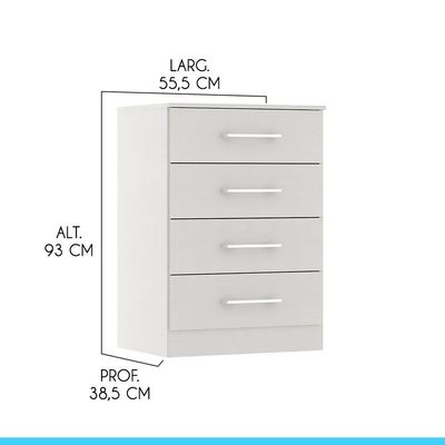 Cômoda Organizadora Multiuso Com 4 Gavetas Menu Móveis Branco