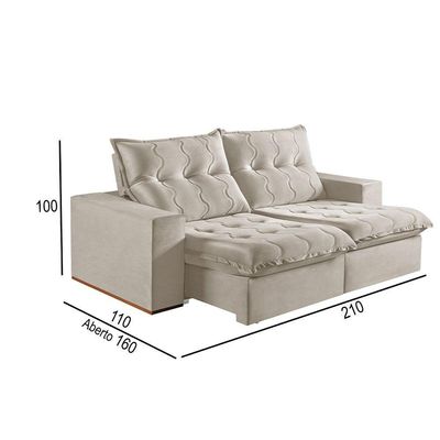 Sofá 2 Lugares Retrátil E Reclinável Martins M-177 Veludo Creme