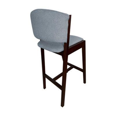 Kit 3 Banquetas Altas De Madeira Maciça Ana Em Linho Premium Cinza Linho Castanho