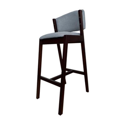 Kit 3 Banquetas Altas De Madeira Maciça Ana Em Linho Premium Cinza Linho Castanho