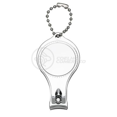Kit 5 Cortador De Unha Com Lixa Pé E Mão Aço Inox Abridor De Garrafa Chaveiro 3 Em 1 Atacado Redondo