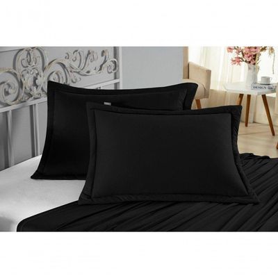 Porta Travesseiro Matelado Nobre 2 Peças Malha 100% Algodão - Preto