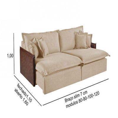 Sofá Martins M-160 2 Mód. 120cm Braço 7cm Estofados Martins Linho Bege