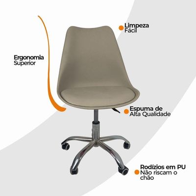 Cadeira Office Com Rodízio Giratória Saarinen Bege