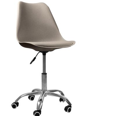 Cadeira Office Base Cromada Com Rodízio Giratória Saarinen Bege 1